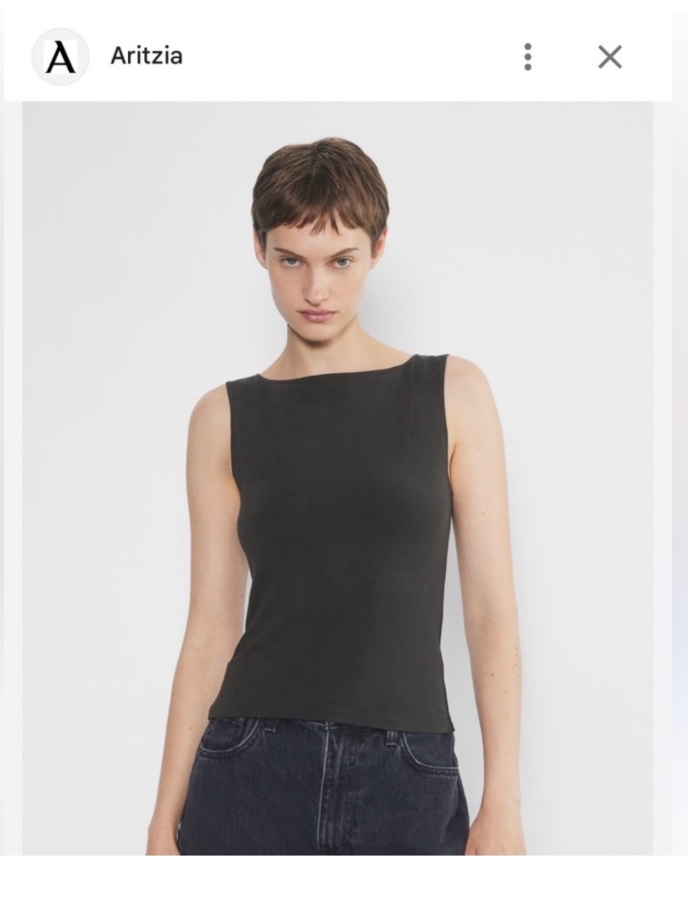Aritzia Women's Grey Sleeveless Boatneck Top